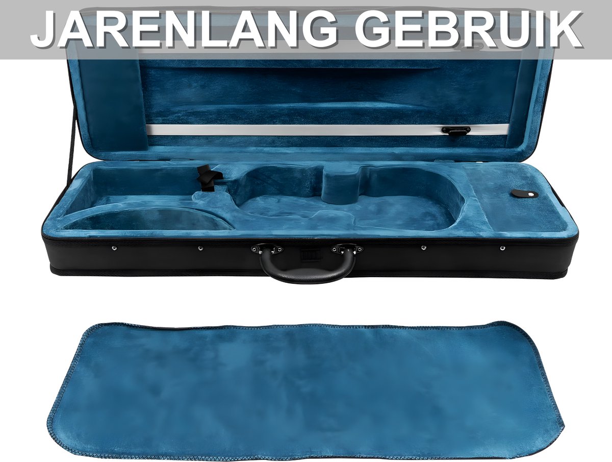 Vioolkoffer – Voor violisten voor transport en opslag – Zachte koffer met rugzakriem, handschoenen en vioolhandvat – Blauw, zachte voering