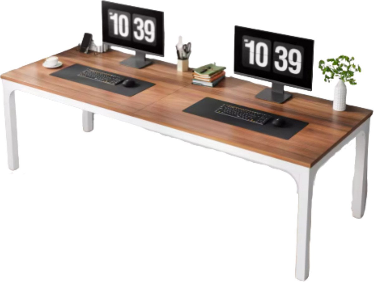 Computerbureau Milano - Voor 2 Personen - 200cm - Walnut - Voor thuis of werk - Hout en metaal
