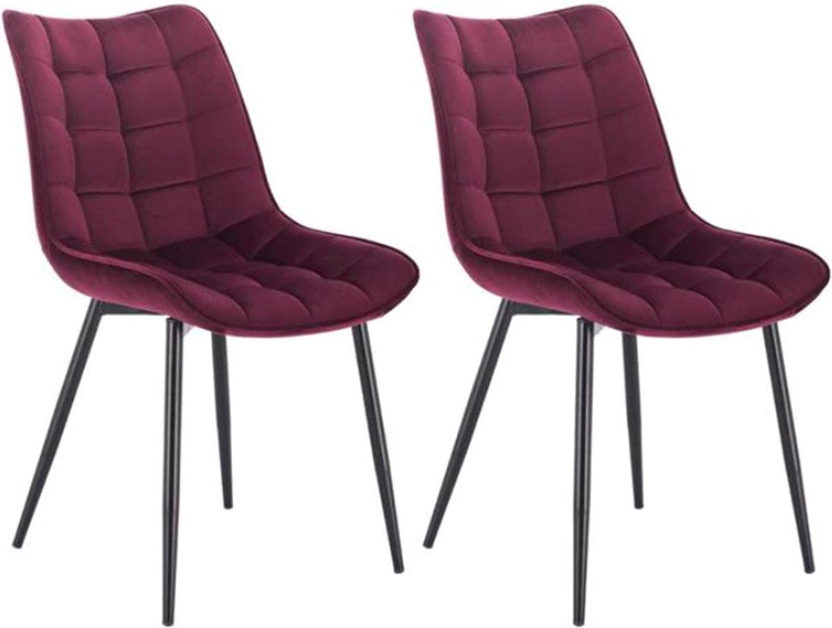 Happyment Luxe Eetkamerstoelen - Velvet Bordeaux - Woonkamerstoelen - Keukenstoelen - Kuipstoel - Set van 2, 4 of 6
