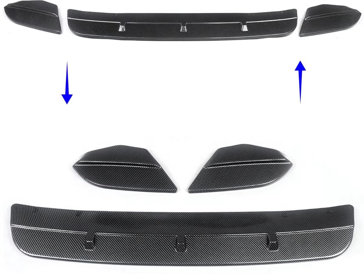Voorbumper Lip Kinetron - Voorbumper Spoiler Lip - Voor BMW X3M F97/X4M F98 (2019-2022) - Gloss Zwart/Koolstofvezel Look - Auto accessoires