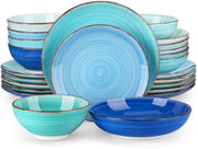 Royal Castella Serviesset - 24 delig - 8 persoons - Blauw - Dinerborden - Bordenset - Diepe borden - Ontbijtborden - Servies - Keukenservies