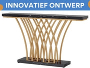 Consoletafel Novio - Goud - Sidetafel - Wandtafel - Haltafel - Zwart - Woonkamer - Zwart Marmerlook