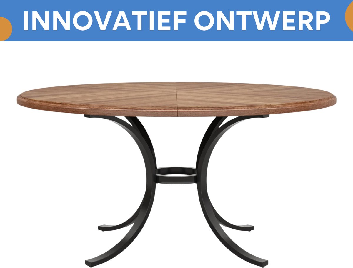 Eettafel Orvion - Ronde Eettafel 120cm - Voor 4 Personen - Voor Keuken en Eetkamer