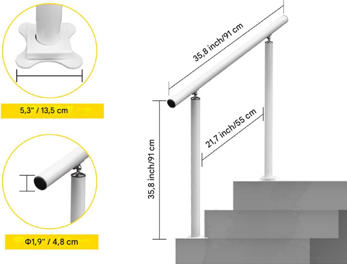 Trapleuning wandtrap - Balustrade - Houders - Leuningen voor Trappen - Staal - Met trapleuninghouders