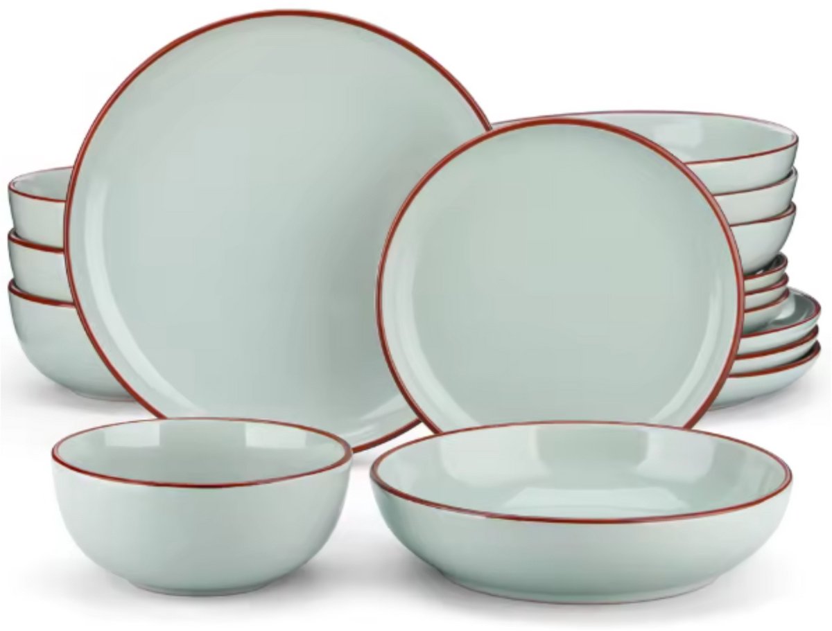 Tida Serviesset - 16 delig - 4 persoons - Baby grijs - Dinerborden - Bordenset - Diepe borden - Ontbijtborden - Servies - Keukenservies