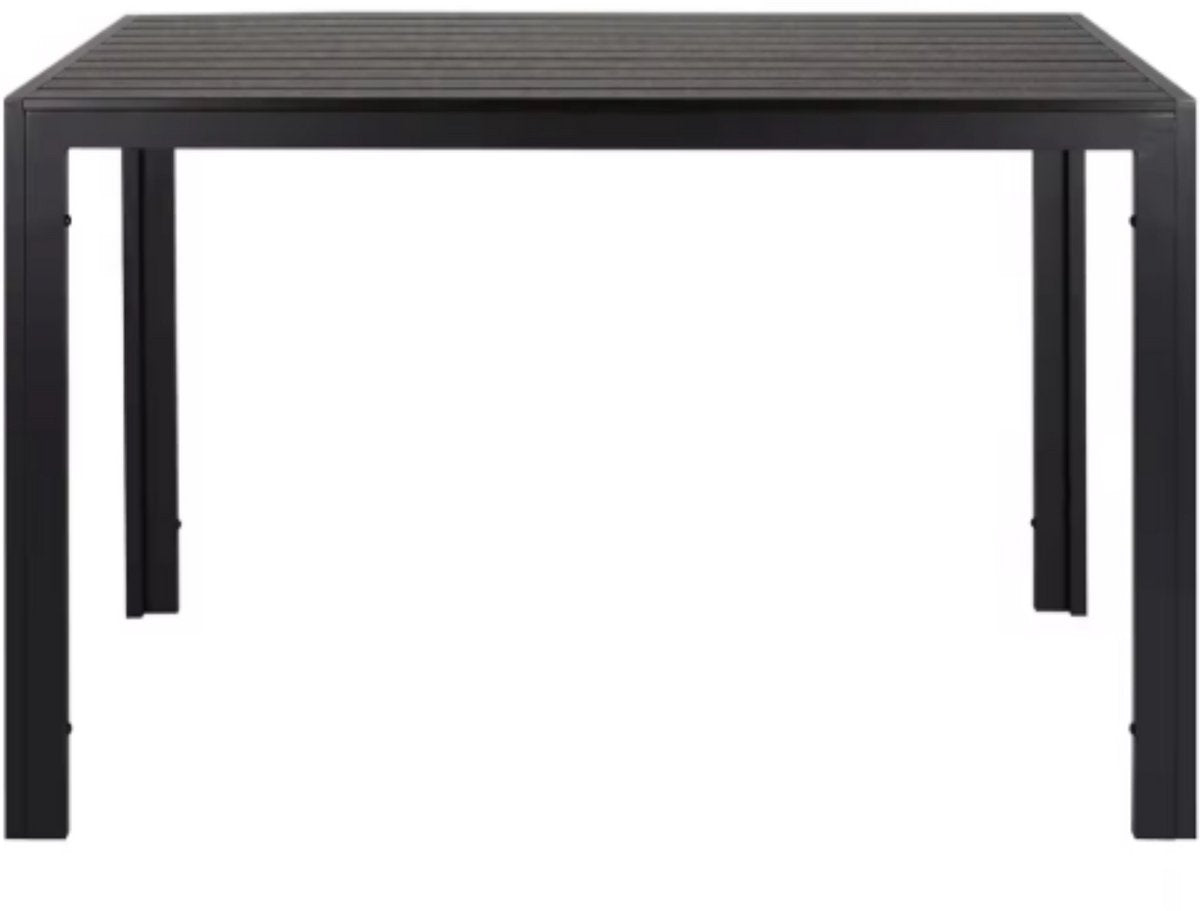 Tuintafel - Buitentafel - Eettafel buiten - Outdoor - Voor Tuin & Terras - Rechthoekige Aluminium Tafel met Metalen Lattenbodem -110x70x73 cm - Zwart