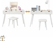 Happyment® Luxe kaptafel met spiegel - Make up tafel voor meisjes - Kinderen & volwassenen - 100x40x75cm - Bruin