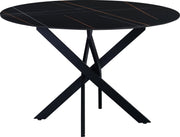 Bolt Edge Eetkamertafel - Rond - Marmerlook - Tuintafel - Zwart - 110x110cm
