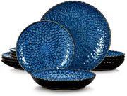 Ornate Ontbijtborden – 12 persoons – 24 delig – Blauw Keramisch – Dinerborden – Ontbijtborden