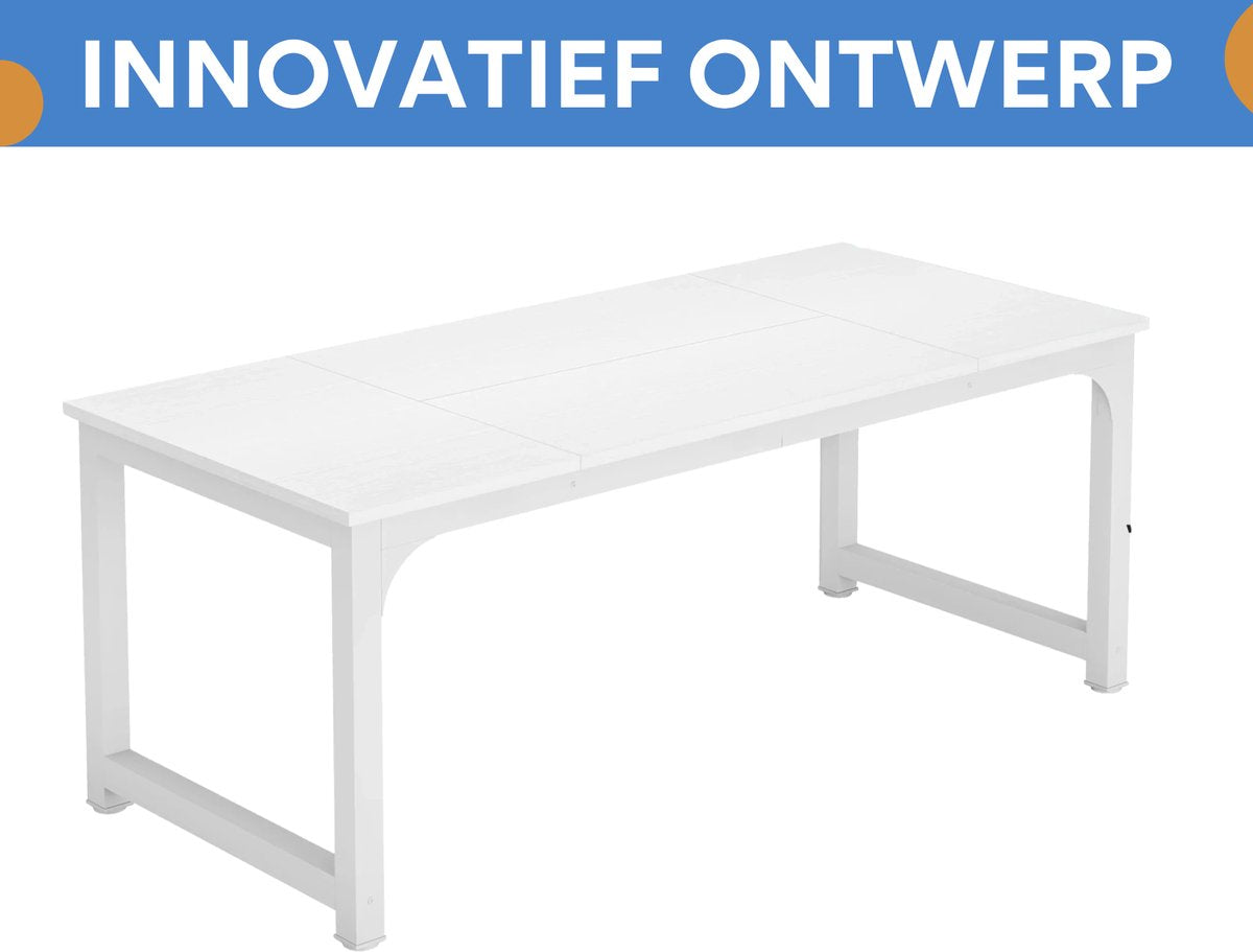 Bureau - Computerbureau - Lange bureau - Vergadertafel - Voor thuis of kantoor - Wit