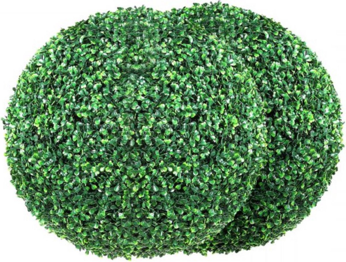 Kunstbuxusballen - Kunstplant - Decoratieplant - Set van 2 - Ø40,6 cm - Incl. Vlinders & Bladeren - Voor Binnen & Buiten & Decoratie