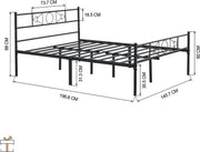 Metalen Bedframe - 2 persoons - 140x200cm - Incl. lattenbodem - Zwart