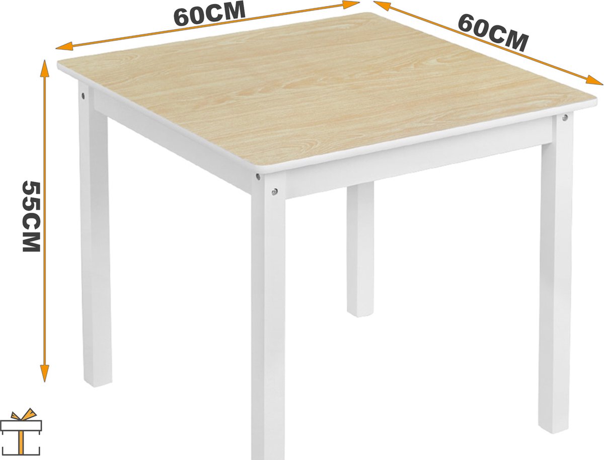 Happyment® Kindertafel en 2 Stoeltjes - Kindermeubel - Speeltafel - kinderbureau - Black friday - Sinterklaas - Kerstcadeau - Eiken
