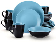 Averto Serviesset Fiorenzo - 48 delig - 12 persoons - Blauw/Zwart - Dinerborden - Bordenset - Diepe borden - Ontbijtborden - Servies - Keukenservies