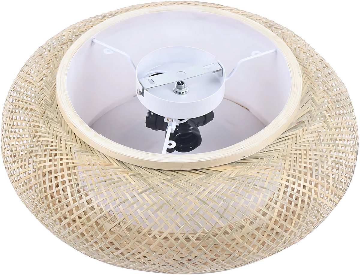 Plafondlamp - Lampen - Plafondverlichting -- Voor Woonkamers, Slaapkamers of Hal - Met 3 Lichten - Bamboe en Rotan - 50cm