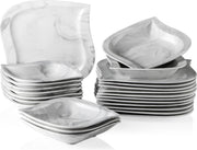 Happyment Serviesset Deluxe - 12 Persoons - Porselein - 24 Delig - Bordenset 12 persoons - Bordenset 24 delig - Marmer