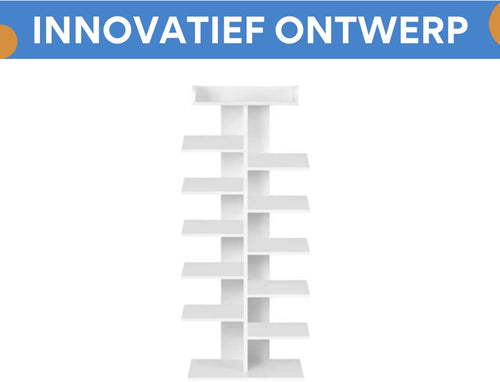 12-Laags Schoenenrek - Witte Schoenenkast voor Hal en Woonkamer - Ruimtebesparende Plank en Houten Schoenenopslag Organizer