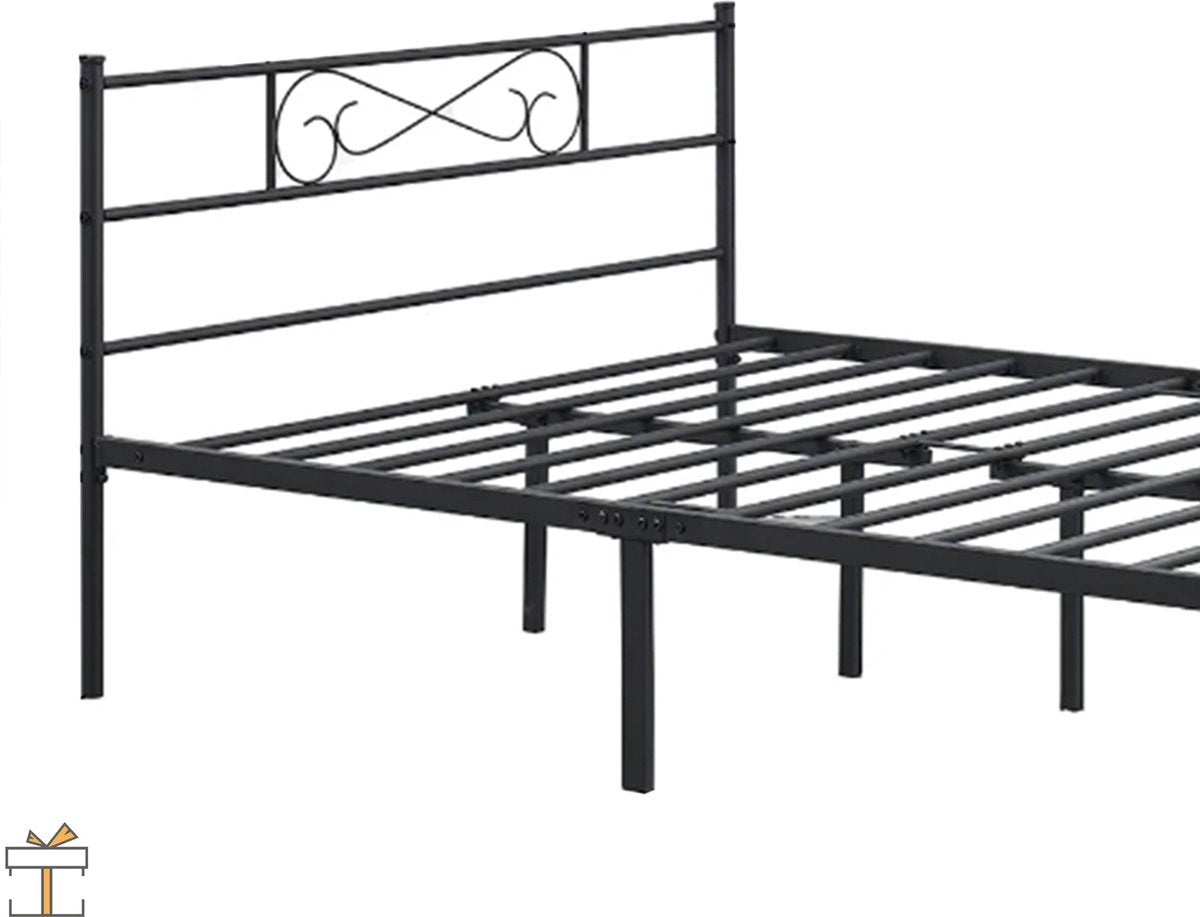 Luxe Bedframe - Metaal - 2 persoons - 140x200cm - Incl. lattenbodem - Zwart
