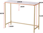 Happyment Console tafel modern - Wandtafel - Transparant goud - Bijzettafel - Haltafel - Sidetable - 100cm