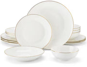 Dynastic Serviesset – 4 persoons – 16 delig – Wit Keramisch – Eetborden – Breakfast Plates