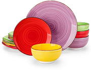 Averna Serviesset - 12 delig - 4 persoons - Kleurrijk - Dinerborden - Bordenset - Diepe borden - Ontbijtborden - Servies - Keukenservies