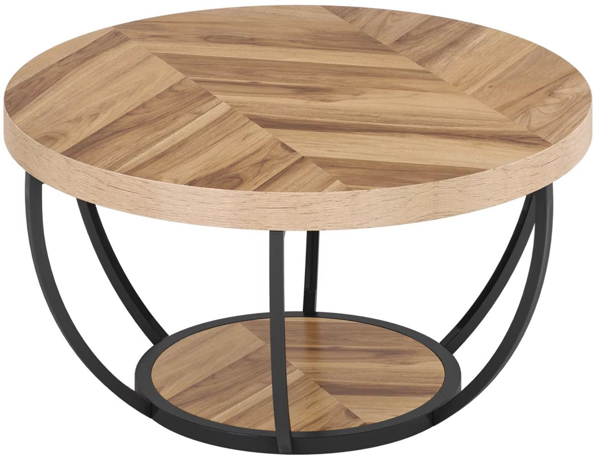 Salontafel Nolance - Rond - Modern - Voor woonkamer - Bijzettafel - 95cm - Bruin