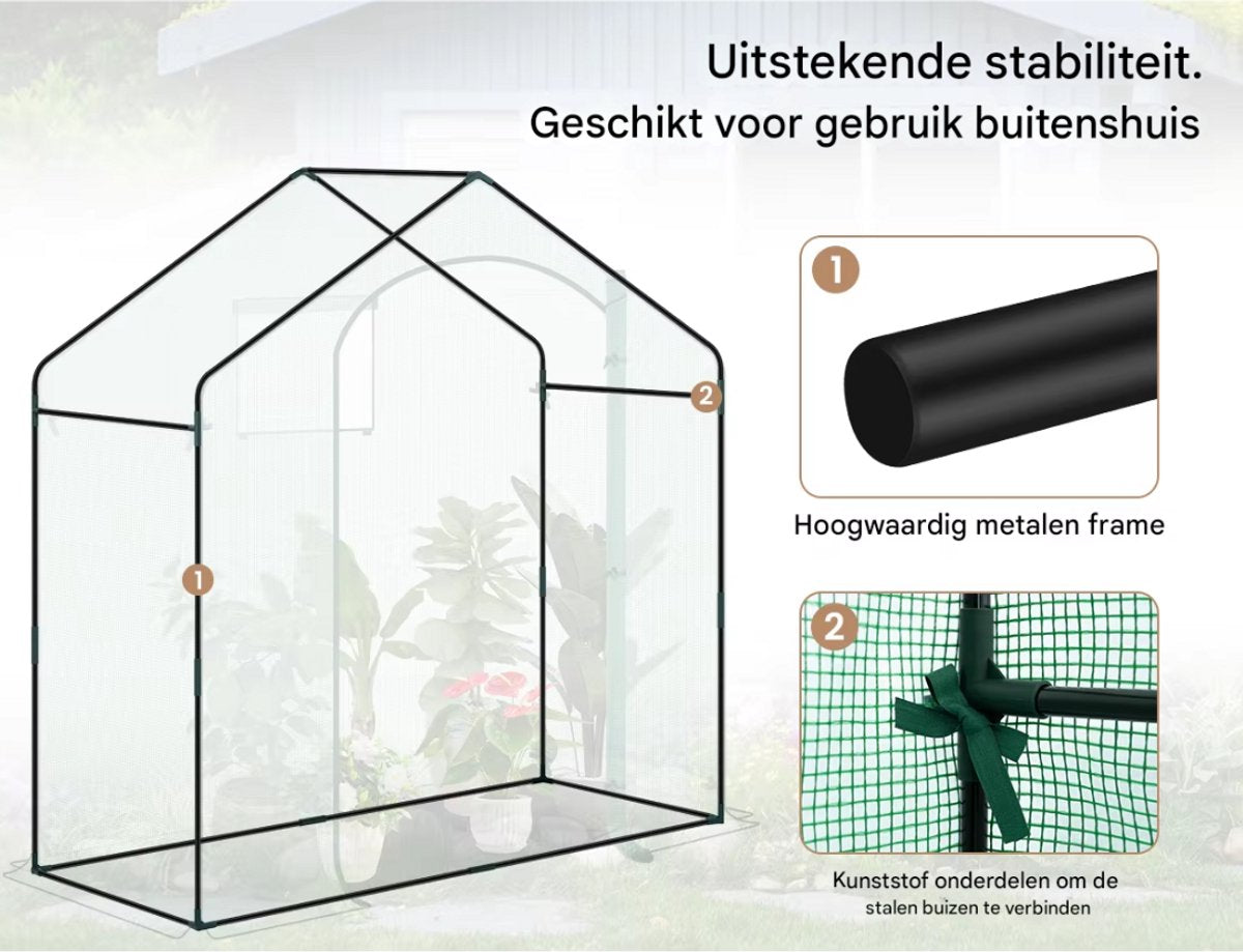 Foliekas Tuinkas - Winterbestendig - PE-folie 135 g/m² - Kweekhuis - Broeikas - Kweekkast voor tomaten & klimplanten - 100x83x150cm Groen