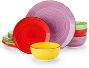 Lucenzo Serviesset - 12 delig - 4 persoons - Kleurrijk - Dinerborden - Bordenset - Diepe borden - Ontbijtborden - Servies - Keukenservies