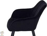 Happyment Luxe Eetkamerstoelen - Velvet Zwart - Fauteuils met armleuning - Woonkamerstoelen - Keukenstoelen - Kuipstoel - Set van 1
