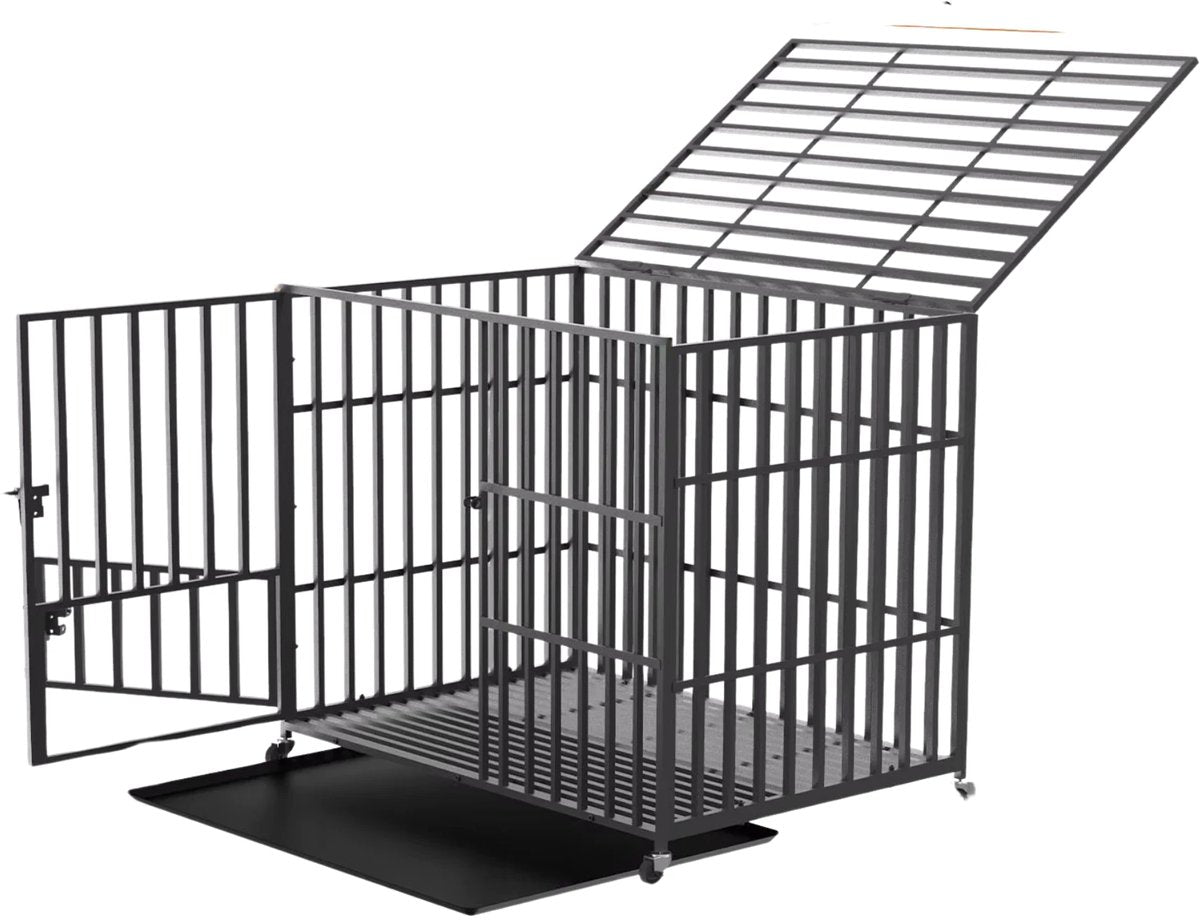 Hondenbench - 95CM - Hondenhok - Metaal - Kennel - Op wielen