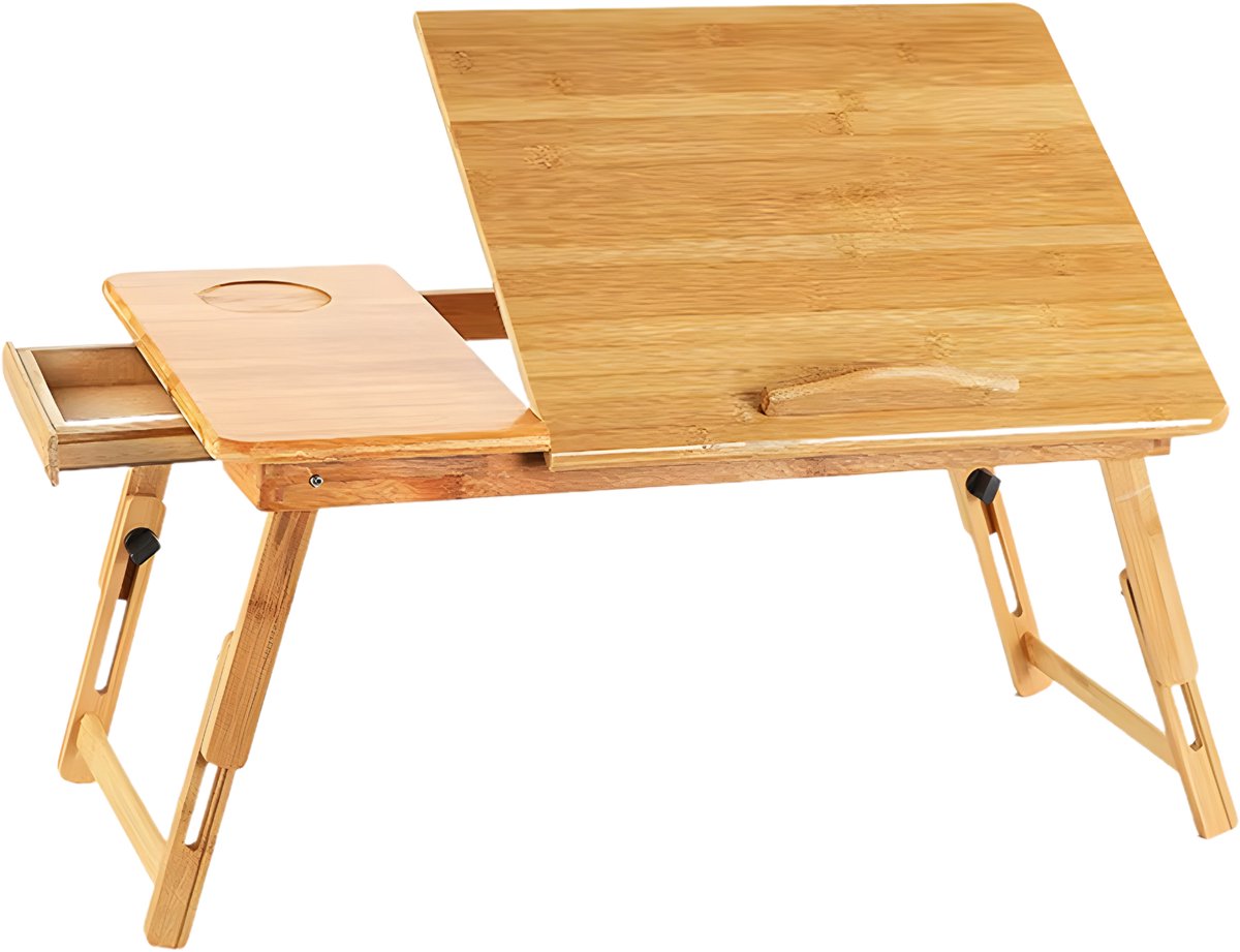 Laptoptafel – Tablethouder - Bedtafel - Voor thuis, slaapkamer of kantoor – Bamboe / Natuurlijk