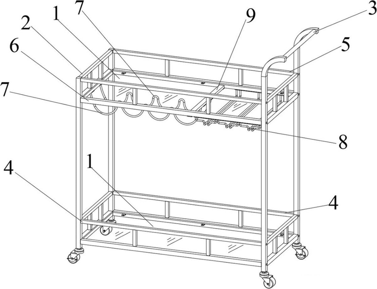 Serveer trolley - Serveerwagen - Trolley - 80 kg draagvermogen