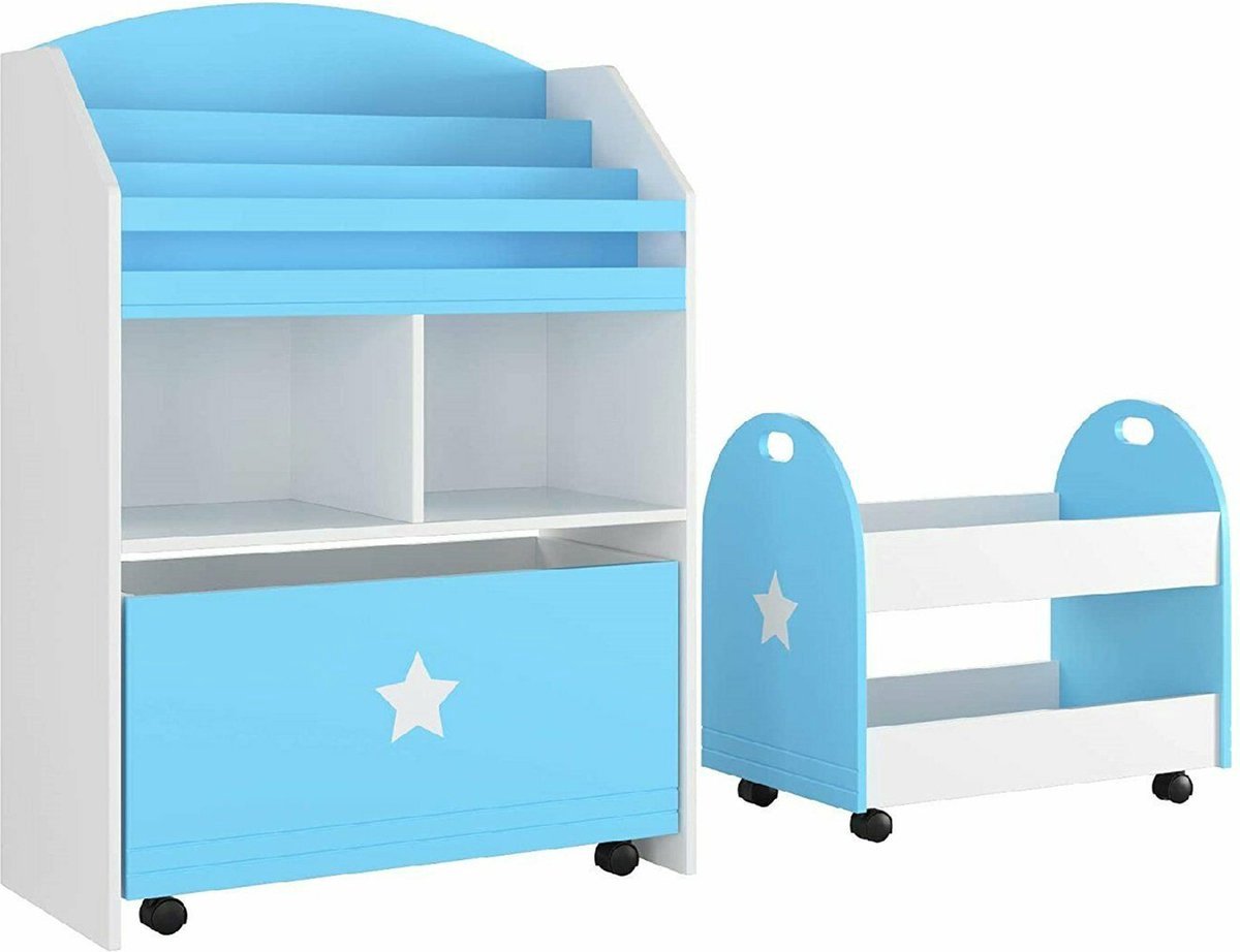 Bolt Edge Speelgoedkasten - Wit - MDF - Voor kinderen - Opbergkast en boekenrek - Set van 2