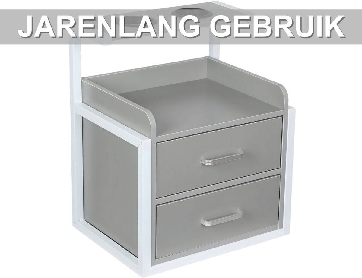 Wandkast - Hangkast - Muurkast - Opbergmeubel - Voor kapsalon - Opbergkast met wandmontage -Grijs/Zilver