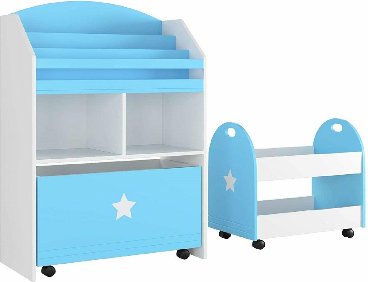 Happyment Speelgoedkast voor kinderen - Set van 2 - Boekenkast kind - Kinderkamer - Opbergkast - Boekenrek - MDF - Black friday - Kerstcadeau
