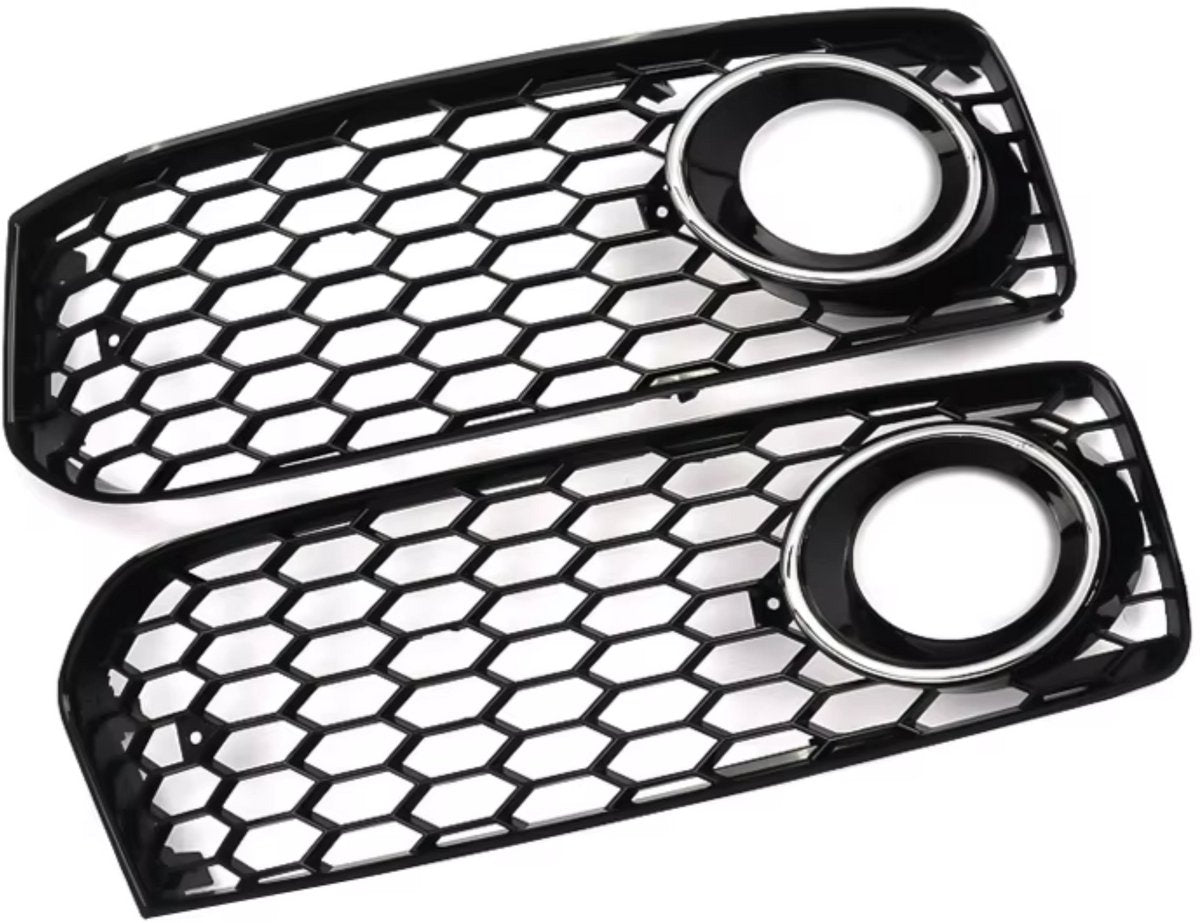 Grille - Voor Audi A5 S-Line/S5 B8 RS5 2008-2012 - Auto accessoires - Honingraat grille - Mistlichtroosters - Zwart/Chroom
