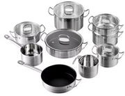 Majestic Pannenset - 14 delig - Voor Inductie en Gas - Vaatwasserbestendig - RVS met Glazen Deksels – Uniek servies