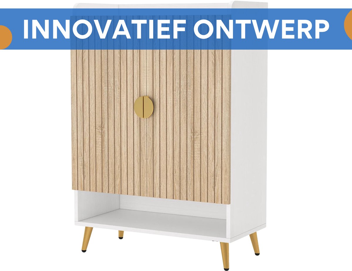 Schoenenkast - Schoenenbank - Schoenenrek - Voor schoenenopslag - Met 7 lagen en verstelbare planken - Donker Khaki