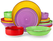 Velentino Serviesset Vivente - 16 delig - 4 persoons - Kleurrijk - Dinerborden - Bordenset - Diepe borden - Ontbijtborden - Servies - Keukenservies