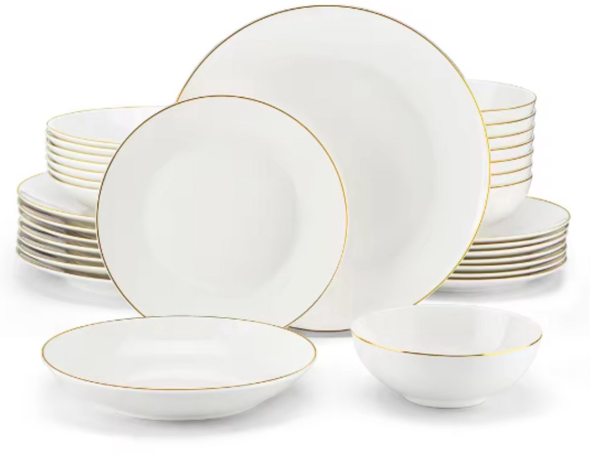 Luxora Dinerborden – Serviesset – 8 persoons – 32 delig – Wit Keramisch – Kleine Borden – Geschikt voor oven