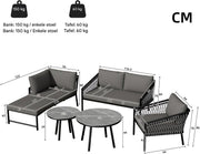 Tuinmeubelset - Loungeset - Tuinlounge Lounge Set - Lounge Set - Voor Tuin, Terras & Balkon - Moderne Buitenbankstel met Handgeweven Design - Inclusief Kussens - Kaki Kleur