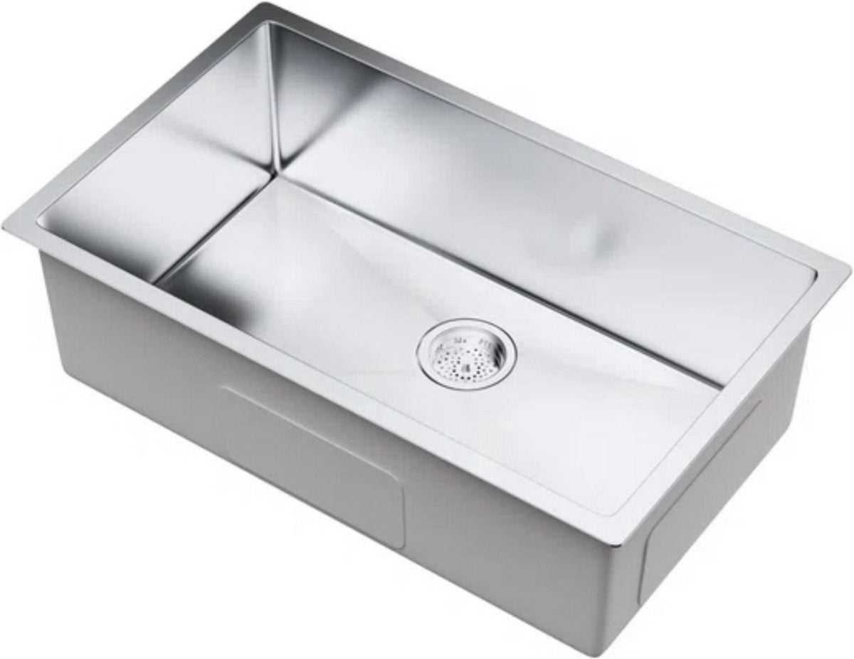 Inbouwwastafel - Spoelbak keuken - RVS wastafel - 230 mm Diepte - Inbouw gootsteen - Afvoerset - Inbouwspoelbak