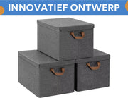 Opbergdozen Set van 3- Voor Kleding, Dekbed of Speelgoed - Opvouwbare Stoffen Opbergmand met Handvat en Deksel - 20L (3pcs)