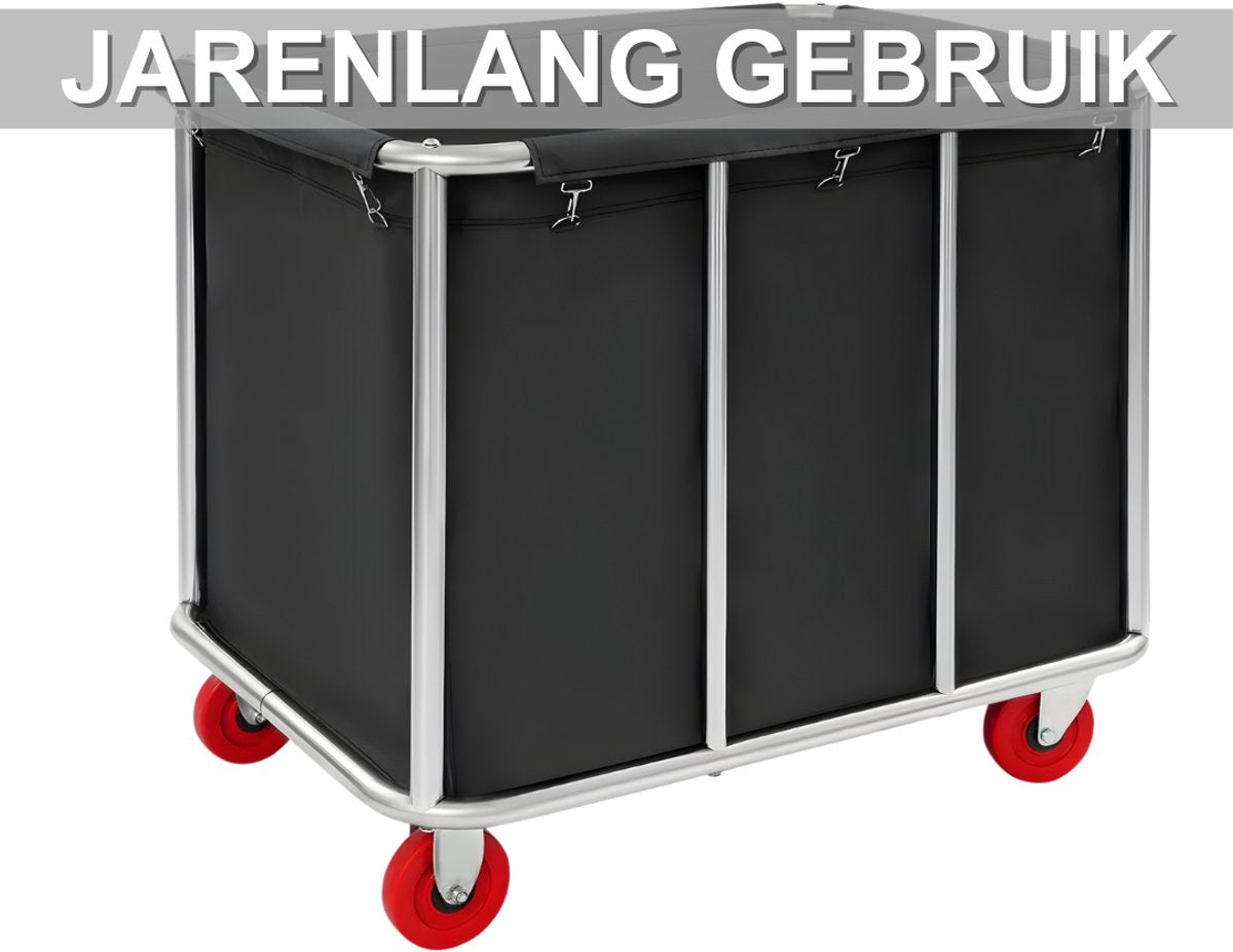 Waswagen - Wasverzamelwagen - Wasmand - Voor thuis, hotel en horeca - Zwart