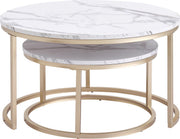 Bolt Edge Salontafel - Wit/Goud - Marmour look - Rond - Set van 2 - 80 en 60cm