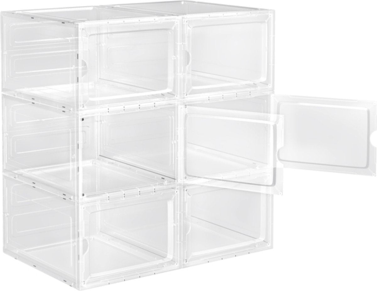 Happyment Schoenenbox deluxe - Transparant - 6 stuks - Sneakerbox - Schoenendoos - Opbergsysteem - Opbergbox