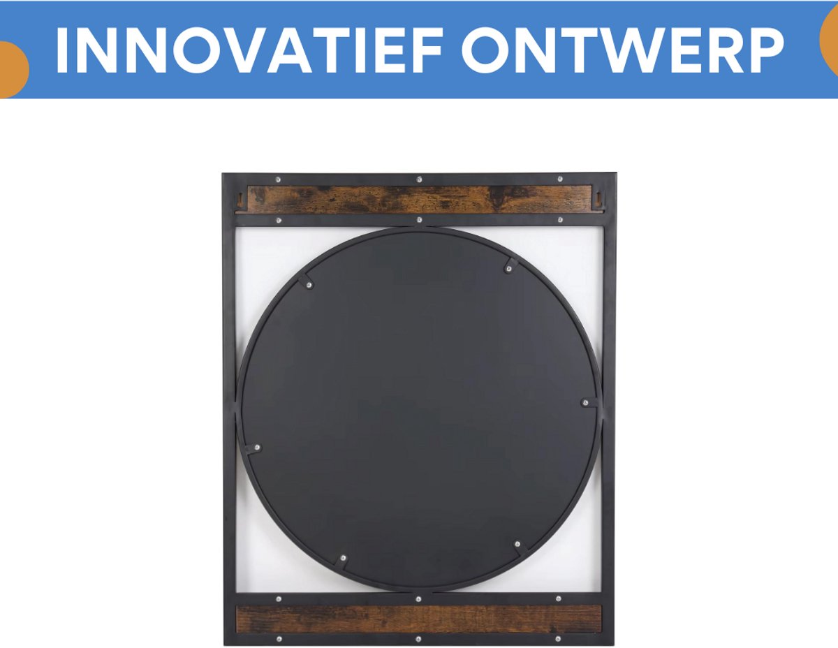 Wandspiegel Aurelio - Grote Rechthoekige Spiegel - Houten & Metalen Frame - Industrieel Design - Voor Badkamer, Woonkamer & Entree