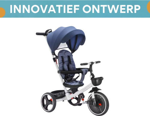 Baby driewieler Zyrell - 6-in-1 - Voor kinderen - Duwfiets met duwstang - Babyfiets - Loopfiets - Peuterfiets - Blauw