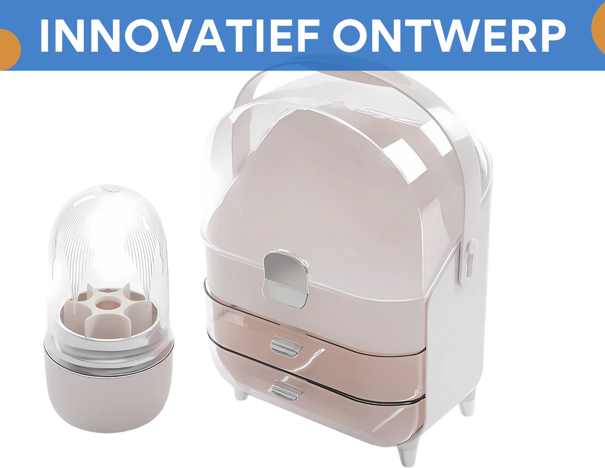 Make-up Organizer - Skincare organizer - Opbergdoos - Sieradendoos - met 2 Lades - Voor Cosmetica & Sieraden op Bureau - Wit