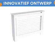 Radiatorombouw - 111x92 cm - Ombouw rooster - Horizontale panelen - MDF - Stijlvol - Wit